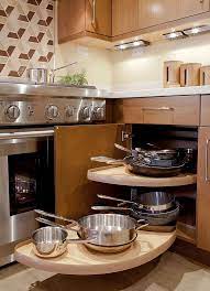 Whether it is sitting in the middle of a kitchen table or nestled in a corner cabinet in your kitchen space, the lazy susan has proven to be a valuable piece of the entire kitchen. 30 Corner Drawers And Storage Solutions For The Modern Kitchen Corner Kitchen Cabinet Contemporary Small Kitchens Kitchen Cabinet Storage