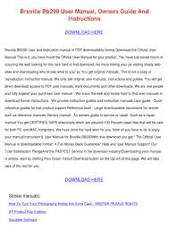 Bookmark file pdf breville juicer bje200xl manual. Breville Bb290 User Manual Owners Guide And I By Deboracameron Issuu