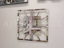 Buzdolabı saatleri ve mutfak saatleri. Silver Quare Model Gumus Renk Dekoratif Aynali Saat Ayna Denizi