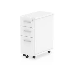 You can store all your clutter away to keep a clean and organized work space if you assemble drawers beneath your desk. Impulse Narrow Under Desk Pedestal 3 Drawer White Index Office