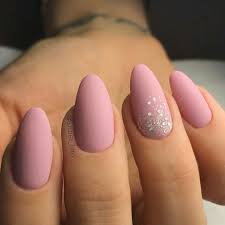 Almond Short Almond Shaped Matte Black Nails Acrylic Almond Nails Can Be Seen Everywhere In The Street They Are One Of The Most Popular Nail Shapes Thi Almond Nails Designs Almond Shape Nails Pink Nails