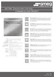 Smeg oven symbol guide ; Sac106s Commercial Only Product Smeg 60cm Electric Linear Design Manualzz