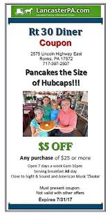Bird In Hand Family Restaurant Coupon Route 30 Diner Coupon Save On Breakfast Lunch Dinner Lancasterpa Com Route Coupons Diner