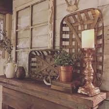 Love This Picture By Rustic Farmhouse Looks Fabulous Find Your Tobacco Rustic Farmhouse Decor Tobacco Basket Decor Fireplace Mantel Decor