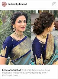 Pin By Cassie Pa On Beauty Of Indian Women Saree Hairstyles Fashion Saree Blouse Designs