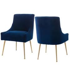 It brown velvety upholstery makes it different. Sumyeg New Style Dark Blue Velvet Accent Arm Chair Side Chair With Gold Legs Set Of 2 Su Hfsn 128ny The Home Depot