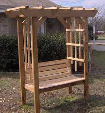 New Cedar Wood Garden Arbor With Bench Pergola Arch Benches Wood Arbor Wooden Trellis Wooden Arbor