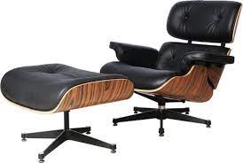 bol com lederen design lounge chair fauteuil met ottoman in palissander eames model mid century lounge chairs leather lounge chair padded lounge chair