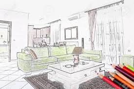 Find the perfect living room drawing stock illustrations from getty images. Colored Sketch Of A Living Room With Pencils Stock Photo Picture And Royalty Free Image Image 38571988