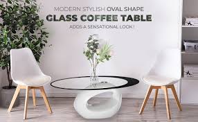 In square, round, oval & rectangle. Amazon Com Fab Glass And Mirror Ctw Fab3000 High Gloss Coffee Oval Tempered Glass Top End Side Table White Everything Else