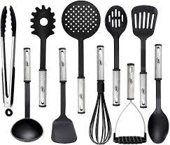Hello everyone.in this video i will be showing you my stainless steel cooking utensils and nonstick cookwares. Amazon Com Kitchen Utensils Set 10 Nylon Stainless Steel Cooking Utensils Non Stick And Heat Resistant Cookware Set New Chef S Gadget Tools Collection Black Home Kitchen