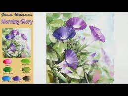 Morning Glory Drawing Flower Landscape Watercolor Wet In Wet Fabriano Rough Namil Art Youtube Flower Drawing Flower Painting Videos Flower Painting
