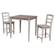 The seat is 24.02 h and measures 17.32 w x 16.34 d. 3pc Solid Wood 36 X 36 Counter Height Table And 2 Madrid Dining Sets Washed Gray Taupe International Concepts Target