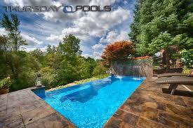 Shown Is The Sea Turtle Fiberglass Pool Design From Thursday Pools This Small Fiberglass Pool Takes Center Stage Swimming Pools Backyard Fiberglass Pools Pool