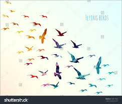 Free Images Birds In Flight Colorful Silhouettes Of Flying Birds Vector Illustration Flying Bird Vector Birds Flying Vector Illustration