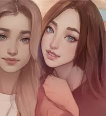 Dos chicas con ojos verdes sentadas en un sofá