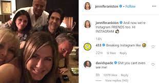 We are aware that some people are having issues following jen's page — the volume of interest is incredible! the rep told the new york post. 50 Y O Jennifer Aniston Joins Instagram For The First Time Shares Friends Reunion Pic Gets 6 Million Followers In A Day Bored Panda
