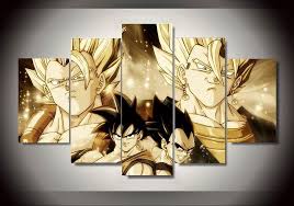 5 Panel Dragon Ball Canvas For Living Room Dragon Ball Wall Art Dragon Ball Painting Customized Canvas Art