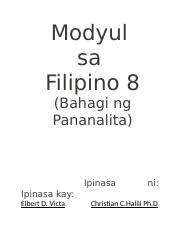 8 bahagi ng pananalita & kanilang mga kahulugan at halimbawa. Bahagi Ng Pananalita Modyul Sa Filipino 8 Bahagi Ng Pananalita Ipinasa Ni Ipinasa Kay Elbert D Victa Christian C Halili Ph D Mag Aaral Guro Pangngalan Course Hero