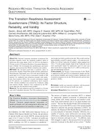 Analysis of the appropriate distribution system usually. Pdf The Transition Readiness Assessment Questionnaire Traq Its Factor Structure Reliability And Validity