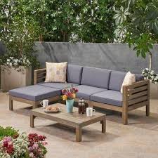 Laverty 4 Piece Sectional Seating Group With Cushion Wood Patio Furniture Patio Couch Diy Patio Furniture