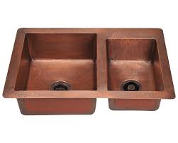 901 offset double bowl copper sink