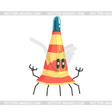 Nerd looking traffic cone character wearing eye glasses. Cute Cartoon Robot Traffic Cone Character Vector Clipart