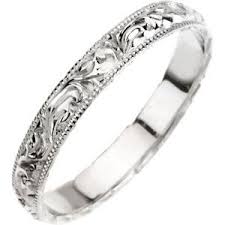 14kt White 3mm Hand Engraved Band Size 9 Stuller Wedding Band Engraving Wedding Ring Bands Wedding Bands