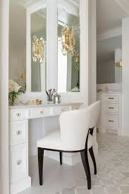 White Leather Chair At Makeup Vanity