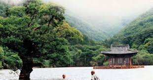 An isolated lake, where an old monk lives in a small floating temple. Movies Spring Summer Fall Winter And Spring