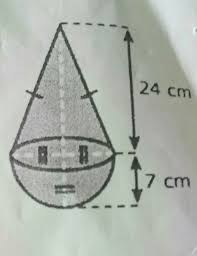Volume tabung volume setengah bola pi x r 2 x t 1 2 x 4 3 x pi x r 3 3 14 x 10 x 10 x 14 2 3 x 3 14 x 10 x 10 x 10 314 x 14 2 3 x 3. Sebuah Bandul Dibentuk Dari Gabungan Kerucut Dan Setengah Bola Seperti Gambar Luas Permukaan Brainly Co Id