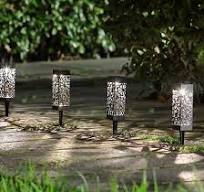Uonlytech Solar Garden Lights Waterproof Hollow-Out Solar Ground Plug Light  Landscape Lighting Decor for Pathway Lawn Patio Driveway 6PCS