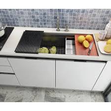 Ruvati workstation farmhouse kitchen sink. All In One Workstation 36 In 16 Gauge Undermount Single Bowl Stainless Steel Kitchen Sink W
