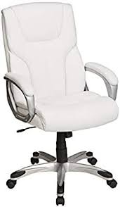 Amazon Com Amazonbasics High Back Leather Executive Swivel Adjustable Office Desk Chair With Casters In 2020 Desk Chair White Office Chair Adjustable Office Desks