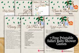 free printable safari baby shower games bundle