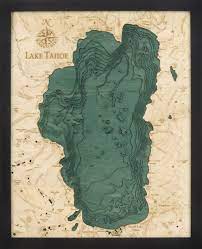 A custom decorative map can tell a story of where you have been or where you want to go. Lake Tahoe 3d Map Wood Art Lake Tahoe Topography Art