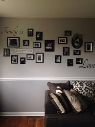Photo Collage On Two Tone Gray Wall With Chair Rail Grey Walls Living Room Living Room Colors Paint Colors For Living Room