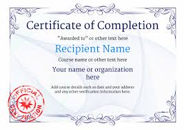 Perfect attendance certificate fill in the blank certificates. Certificate Of Completion Free Quality Printable Templates Download