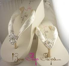 Bridal Wedge Flip Flops Ivory Lace Rhinestone By Bridalflipflops 48 00 Bridal Wedges Bride Flip Flops Wedding Flip Flops