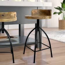 Industrial Style Adjustable Swivel Counter Height Stool With Backrest Upt 165867 Counter Height Stools Wood Bar Stools Bar Stools With Backs