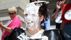 Holly demands pie, so chelsie let`s her have it with a pie in the face. Locals Get Pied In The Face For Hunger