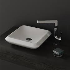 inch square white ceramic vessel sink