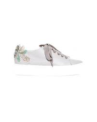 One of the easiest ways ever to embroider a flower is to use a straight stitch! Jacques Loup Sneakers Made Of Leather With Embroidered Flowers On The Heel For Women For Women