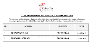 Iklan jawatan contract for service di institut kemajuan & penyelidikan pertanian malaysia (mardi). Jawatan Kosong Terkini Institut Koperasi Malaysia Kerja Kosong Kerajaan Swasta
