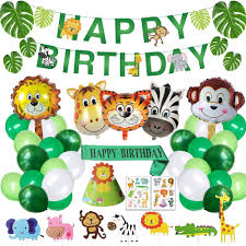 Exotic animal prints of zebra, leopard, tiger, and cheetah can be found on bedding, furniture, window treatment, and other safari and african decor. Amazon Com Safari Birthday Decorations Jungle Theme Party Supplies Included Birthday Banner Hat Sash Animal Balloons For Kids Boys Birthday Decor Toys Games