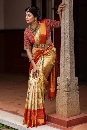 Pastel Pink Kanchipuram Silk Drape
