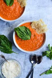 Creamy Tomato Basil Soup With Parmesan Crisps Worn Slap Out