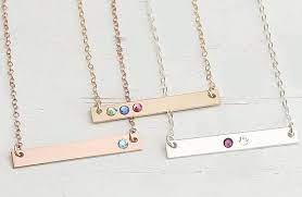 Skinny Bar Necklace With Birthstone Mother S Day Etsy Birthstone Bar Necklace Skinny Bar Necklace Bar Necklace