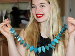 Kenneth Jay Lane Blue agate gem stone graduated Massive necklace