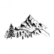 Mountain Sketch Hand Drawn Black Mountains And Forest Isolated On White Vecto Ad Drawn Blac Mountain Sketch Mountain Drawing Black And White Sketches